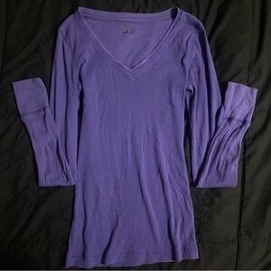 Women’s V-Neck Long Sleeve Top - Purple
